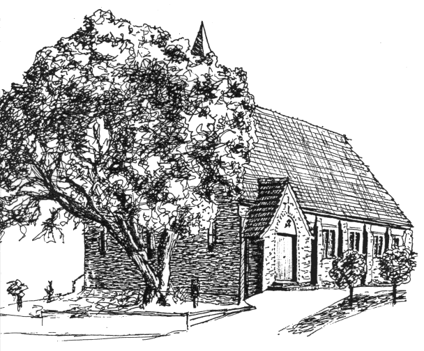 pencil sketch of church
